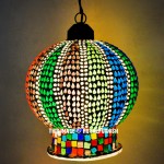 Matte White Turkey Inspired Boho Moroccan Mosaic Glass Hanging Lamp Light