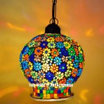 Turkish Inspired Mosaic Glass Hanging Lamp Lantern