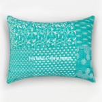 Teal Palm Leaves Boho Patterned Cotton Pillow Shams Set of 2