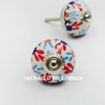 Colorful Flower Painted Ceramic Dresser Knobs Set Of 2