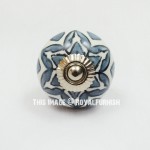 Grey Flower Design Ceramic Cabinet Knobs Set of 2
