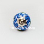 Blue Multi Artistic Decorative Ceramic Knobs Set Of 2 