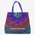 Blue Plum And Bow Colorful Mandala Designer Beach Bag for Women
