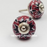 Maroon Decorative Star Ceramic Cabinet Knobs Set of 2