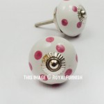 Pink Polka Dots Ceramic Cabinet Knobs Set Of 2 