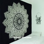 Black & White Indian Chakra Mandala Wall Tapestry