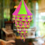 Green & Pink Handcrafted Fabric Cloth Lantern