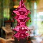 Pink Mirror Embroidered Fabric Cloth Lantern