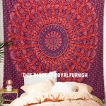 Tenture Murale Mandala Indienne 275x275cm - Marron Et Or - 100% Coton