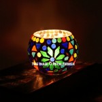 Multi Flower Mosaic Tea Light Candle Holder