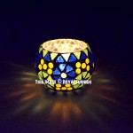 Multi Color Floral Style Mosaic Tea Light Candle Holders