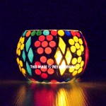 Colorful White Mosaic Tea Light Candle Holder