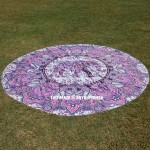Pink & Purple Multi Asian Elephant Mandala Deja Vu Roundie Beach Towel