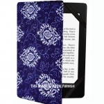Blue Spiral Flower Printed Kindle Paperwhite Cover for All 2012, 2013, 2015 and 2016 Versions