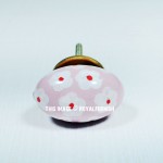 Pink Flower Oval shape Ceramic Knob Set of 2 for Cupboard and Cabinet