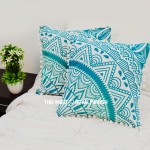 Green Bohemian Ombre Boho Mandala Throw Pillow Cover Set of 2