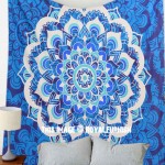 Blue Multi Marigold Bohemian Mandala Wall Tapestry