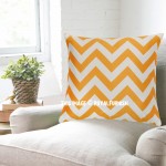 Yellow Chevron Decorative Velvet Pillow Cover, Cushion Cover