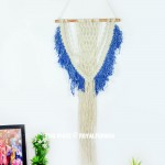 Blue Dye Macrame Wall Hanging 40 Inch Long