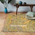 Yellow Sea Wave Printed Outdoor Indoor Cotton Area Rug 3X5 ft. 