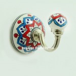 Red & Blue Colorful Indian Boho Ceramic Wall Hook