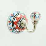 Blue & Orange Indian Boho Ceramic Wall Hook