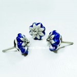 Navy Blue Melon Shaped Flower Ceramic Cabinet Knob Set