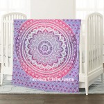 Pink Purple Cotton Ombre Mandala Baby Quilt Toddler Throw