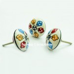 Flower Leaves Paint Decorative Ceramic Drawer Knob Set