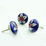 Round Blue Boho Decorative Ceramic Knob Set