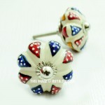 Blue & Red Melon Ceramic Round Cabinet Knob