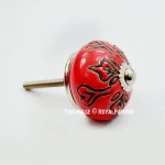 Bohemian Vintage Floral Indian Ceramic Cabinet Knob Set of Two