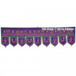 Blue Elephants and Peacocks Embroidered Window Door Valance 38X14 Inch