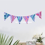 Blue Spiral Boho Cotton Fabric Bunting for Party Decoration