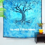 Turquoise Blue Boho Celestial Tree Tapestry