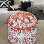 Brown Boho Elephant Pouf Ottoman Cover 22 x 14 Inch