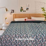 Black Leaves Print Indian Cotton Kantha Quilt Blanket