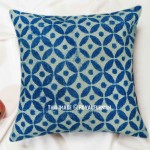 Star Indigo Blue Cotton Throw Pillow Cover 16X16 Inch