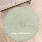 2 Feet Braided Ivory Round Jute Area Rug