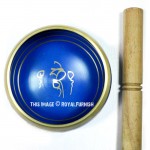 Blue Hand Painted Tibetan Singing Bowl Set with Striker & Cushion - 4.5 Inch Perfect Spiritual Gift 