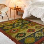 Maroon & Green Geometric Southwestern Jute Area Rug 3X5 Ft