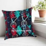 Multicolored Indian Boho Kantha Square Throw Pillow Cover 16X16 Inch