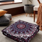 Grey & Red Multi Star Square Floor Pillow Cover - 36 Inch