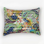 Blue Paisley Printed Bohemian Indian Kantha Quilted Standard Size Pillowcase - Set of Two
