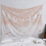 Boho Rose Gold Galaxy Moon Phase Cosmic Tapestry Wall Hanging - Twin Size