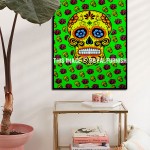 Psychedelic Skull Face Tapestry - Poster Size 30X40 Inch