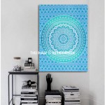 Sea Green Ombre Mandala Tapestry - Poster Size 30X45 Inch