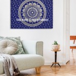 Blue Gold Ombre Mandala Tapestry - Poster Size 30X45 Inch