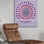 Pink Blue Floral Medallion Cotton Fabric Tapestry - 30X45 Inch