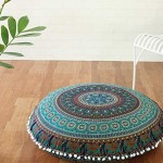Bohemian Traditional Medallion Mandala Round Floor Pillow Cover - 32 Inch